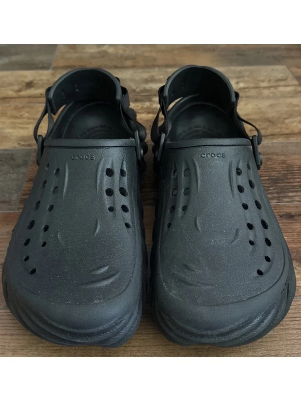 Crocs Echo Black  207937 Men’s Back Strap Padded Heel Clogs